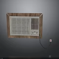 Window Type Air Conditioner With Wooden Frame Grille And Power Cord For Home Use