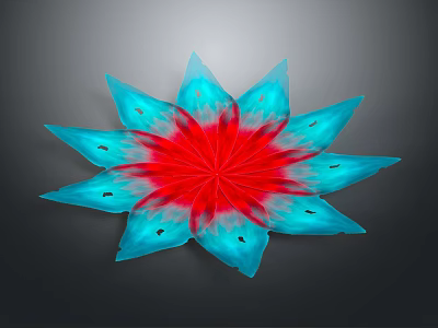 Vibrant Flowering Plant With Blue Petals And Red Center On Dark Background 3d model