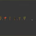 Plants In Various Green And Red Forms With Scattered Colorful Dots On Gray Background
