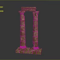 Ancient Greek Roman Style Brown Stone Pillar Structure With Two Columns And Top Beam