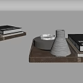 Modern Luxury Decorative Ornament Set With Metal Candle Holders Wooden Tray And Books