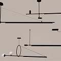 Modern Linear Pendant Lights Featuring Metal Structure And Bulbs For Minimalist Interior 3d model