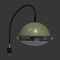 Vintage Round Metal Lamp Featuring Grilled Shade Rusty Bracket And Yellow Light