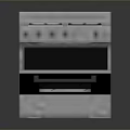 Modern Four Burners Gas Stove With Oven Open Door Kitchen Appliance