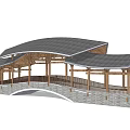 New Chinese style bridge landscape rain bridge 3d model