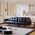 Comfortable Black Genuine Leather Leisure Sofa Set For Warm Bright Modern Home Living Room