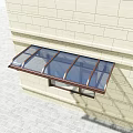 Window Awning with Metal Frame and Transparent Roof on Exterior Stone Wall