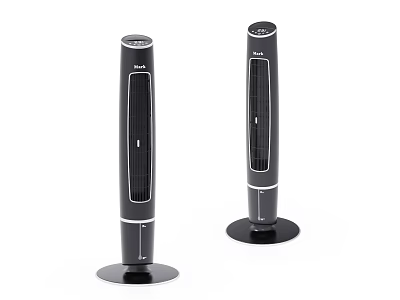Two Black Tower Fans Ideal For Home Ventilation And Cooling 3d model