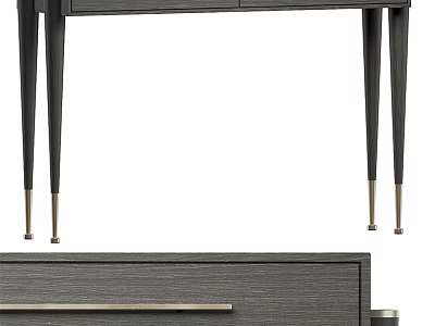 Sleek Modern Dark Wood Vanity Table With Slim Metal Legs And Drawer Handle 3d model