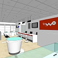 Modern Digital Store Interior With Counter TV Screen Seating And Electronics 3d model