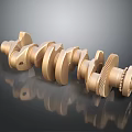 Golden Metal Crankshaft Hardware Tool With Precision Gears And Reflective Surface