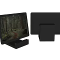 Computer Monitor Front And Back View With Forest Trail Screen Display And Square Base