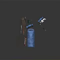 Outdoor Explorer Weapon And Trekking Gear With Backpack Poles Ropes And Sleeping Bag