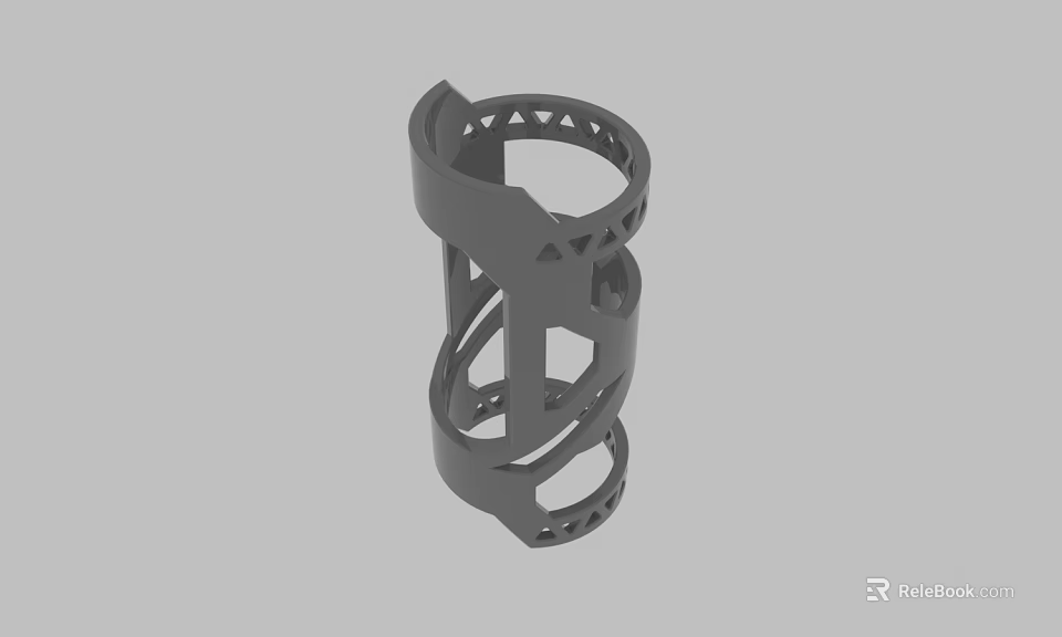 3D Printed Decorative Ring With Geometric Patterns And Intricate Spiral Structure 3d model 