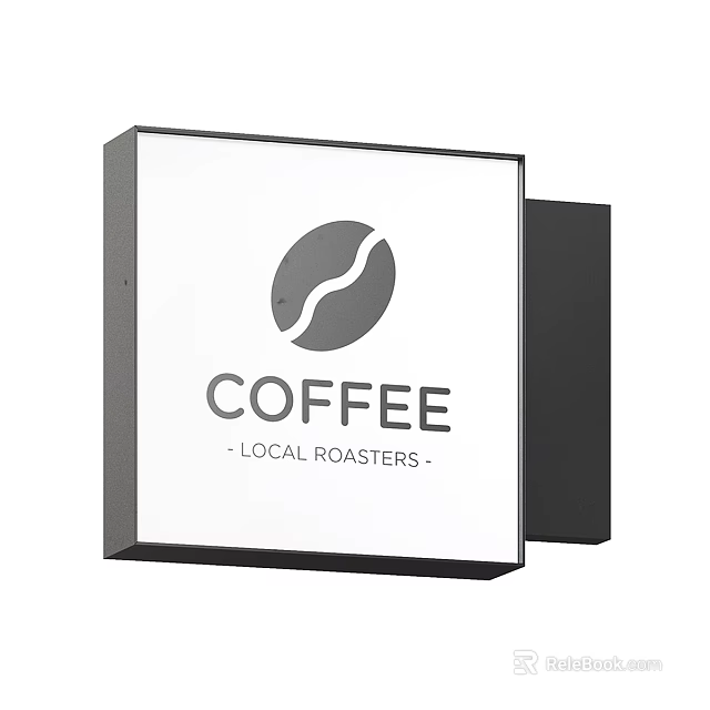 Coffee Local Roasters Outdoor Billboard with Stylish Coffee Cup Logo Design 3d model 