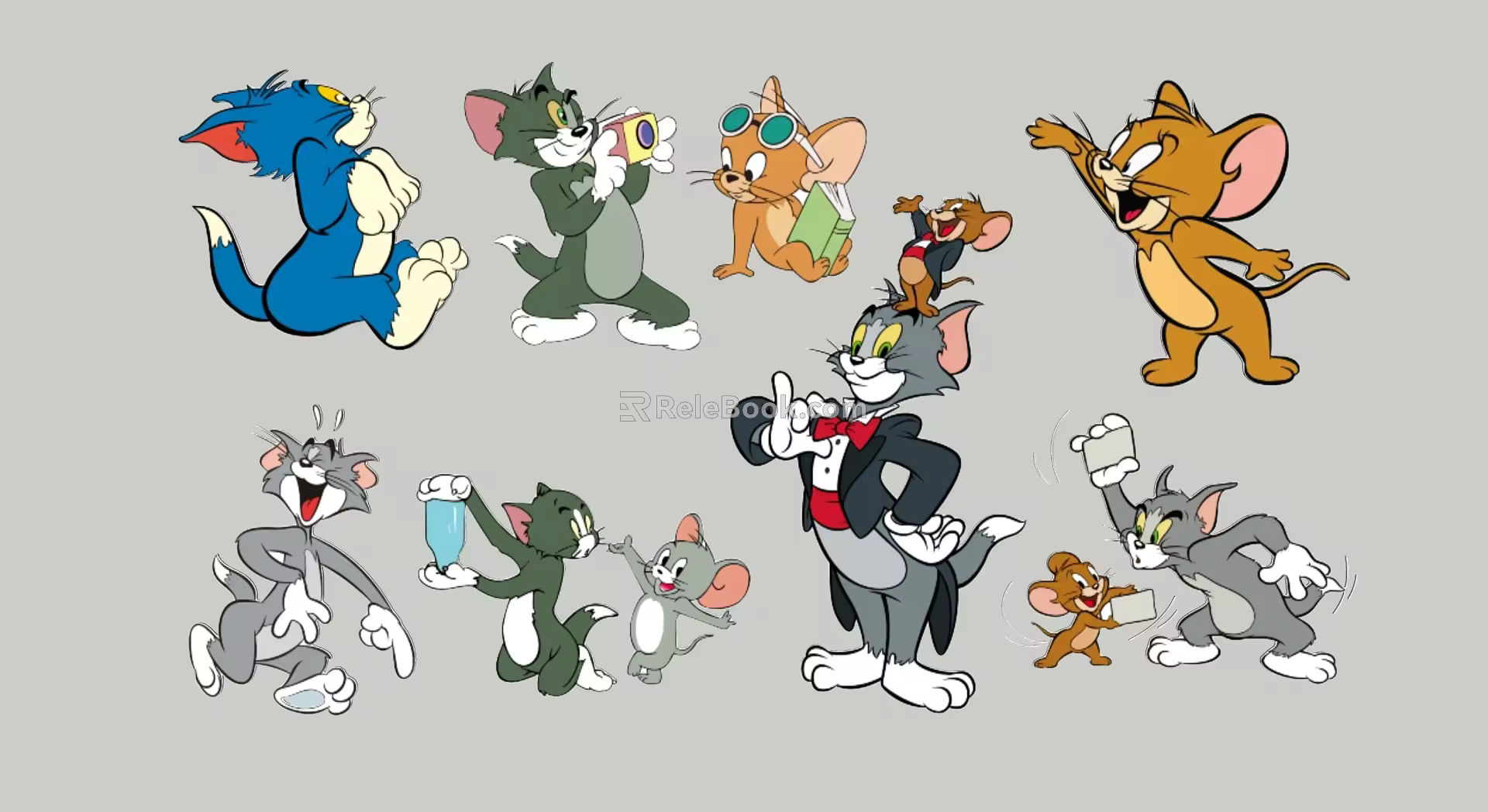 Modern 2D cat and mouse silhouette 3d model