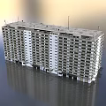 Modern High Rise Building Exterior With Reflective Water Surface And Regular Windows 3d model