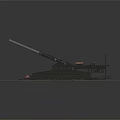 Large Military Cannon Artillery Mounted On Steel Track Platform Structure With Long Barrel