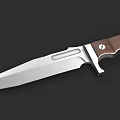 Tactical Knife Featuring Silver Metal Blade Brown Wooden Handle And Metal Rivets