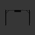 Modern Home Office Desk With Light Blue Curved Surface Black Legs And Keyboard Tray