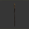 Handcrafted Wooden Staff With Intricate Carved Top And Natural Brown Texture