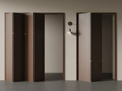 Modern Wooden Folding Doors For Interior Home Space Design And Partition 3d model