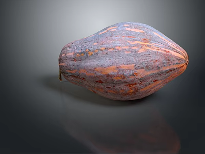 Colorful Striped Orange And Purple Pumpkin With Glossy Surface On Reflective Smooth Background 3d model