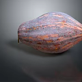 Colorful Striped Orange And Purple Pumpkin With Glossy Surface On Reflective Smooth Background