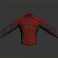 Red Superman Logo Jacket With Red And Gray Design And Zipper Closure