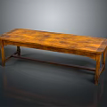 Traditional Wooden Bench With Rectangular Solid Wood Top And Natural Grain Design 3d model