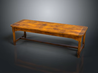 Traditional Wooden Bench With Rectangular Solid Wood Top And Natural Grain Design 3d model