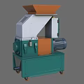 Industrial Shredder Equipment With Orange Feeding Hopper Green Base And Motor