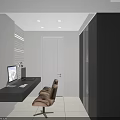 Modern White Wardrobe with Smooth Panel Design and Wooden Countertop in Interior