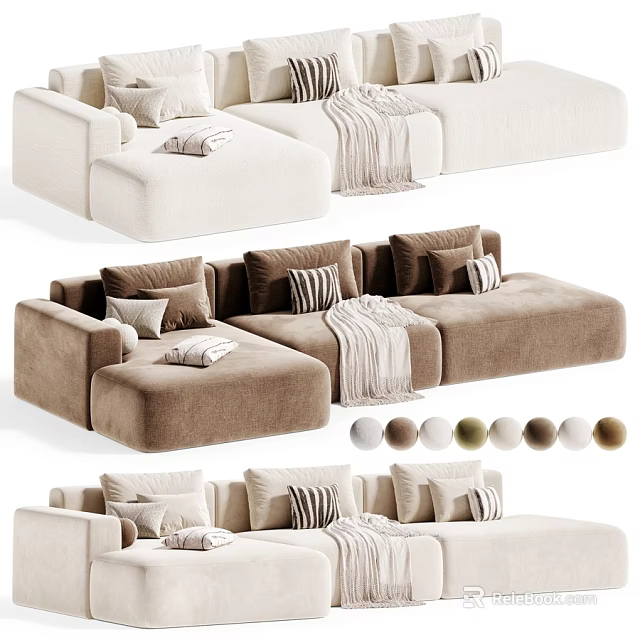 Modern Minimalist Double Seater Sofa With Cozy Decorative Pillows And Multiple Optional Soft Fabric Colors 3d model 