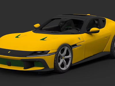 Yellow Sporty Car With Modern Exterior Design Green Accents And Alloy Wheels 3d model