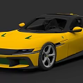 Yellow Sporty Car With Modern Exterior Design Green Accents And Alloy Wheels