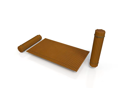 Wooden Rolled Floor Mat For Household Living Supplies With Striped Design 3d model