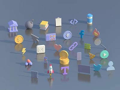 Modern icon cartoon stereo icon 3d model Modern icon cartoon stereo icon 3d model