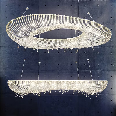Elegant Modern Crystal Chandelier Interior Design With Sparkling Pendants And Bright Lighting 3d model