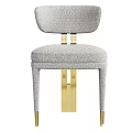 Elegant Modern Accent Chair With Light Gray Fabric Curved Backrest And Gold Metal Legs