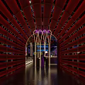 Neon Lit Modern Bar Interior With Stylish Counter And Seating Areas
