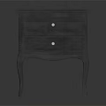 Gray Modern Nightstand With Two Drawers And White Round Knobs And Curved Legs