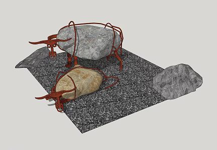 Modern Stone Buffalo Fun Sick 3d model