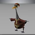 Cartoon Goose Character In Red Outfit With Yellow Trimmed Hat And Standing Pose