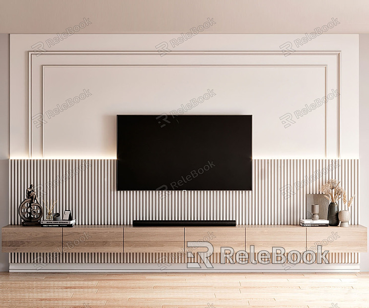 Modern TV background wall Cream wind TV background wall model