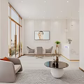 Modern Beauty Salon Interior With Reception Desk Sofa Bookshelves And Green Plants