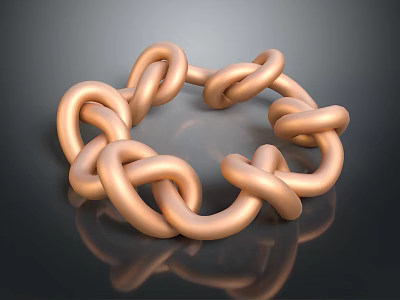 Rose Gold Interlinked Chain Ring With Smooth Polished Surface Design 3d model