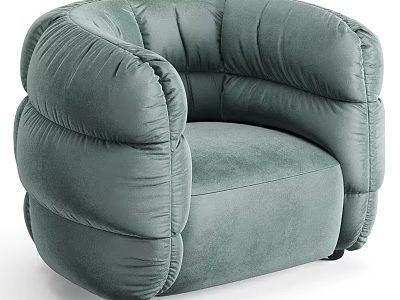 Modern Plush Green Velvet Single Sofa with Comfortable Armrests and Cozy Design 3d model