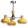 Modern Yellow Ceramic Chandelier with Spiral Design Metal Frame Three Dome Shades
