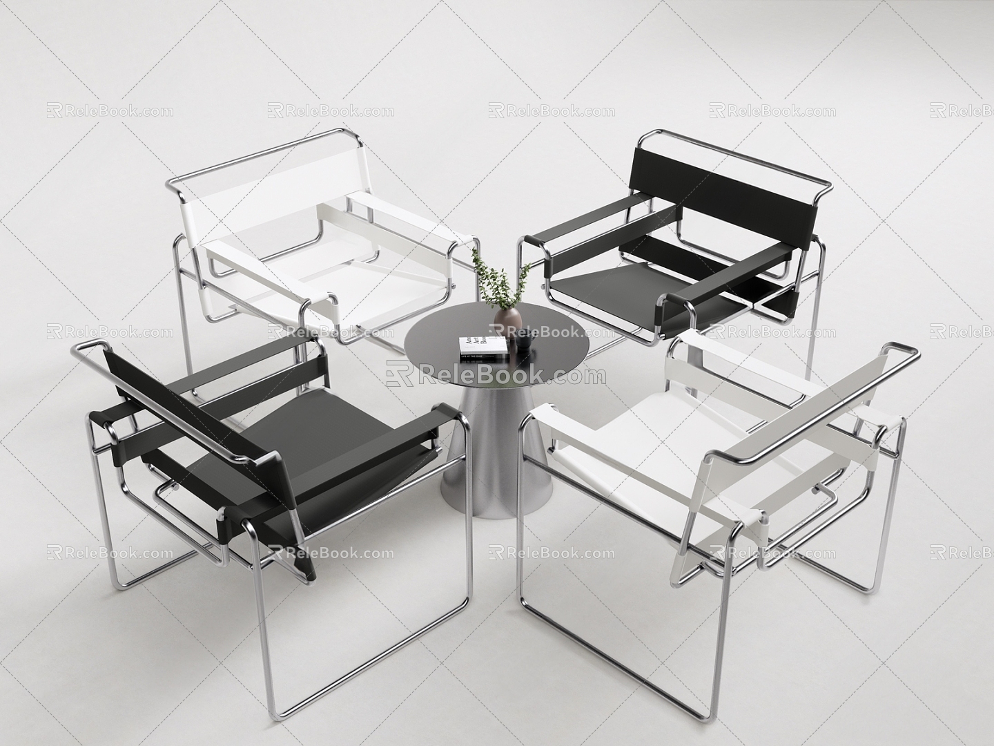 Industrial leisure table and chair combination 3d model